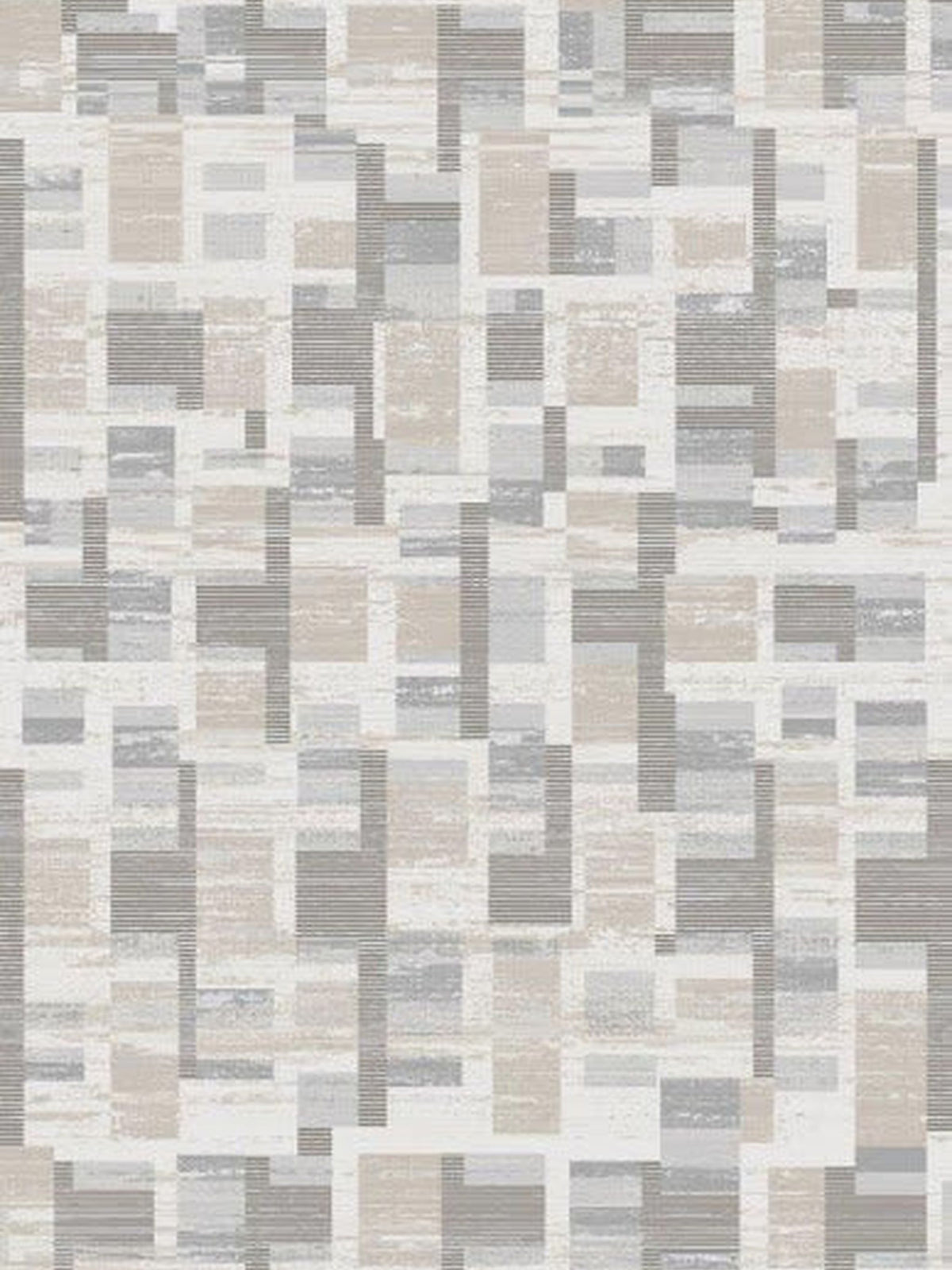 Vogue Bellagio rug in ivory, beige and grey stacked rectangles, top-down view