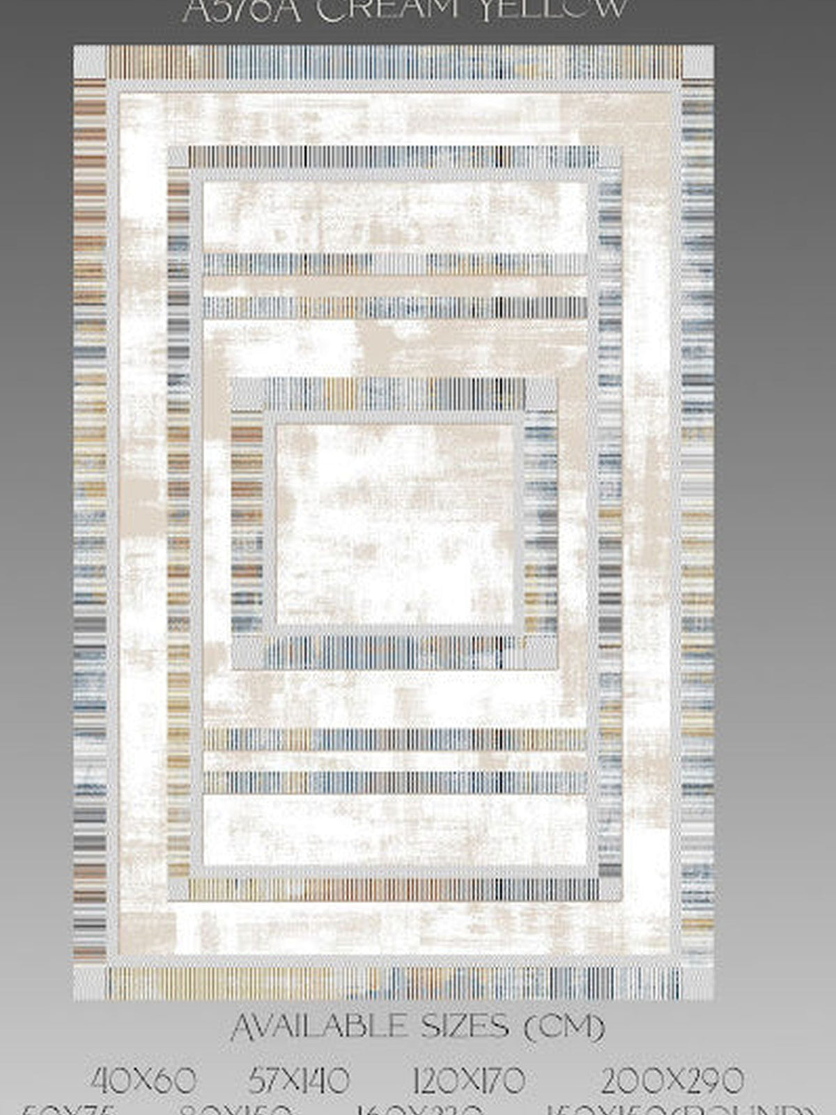 Pale striped concentric border rug with a soft centre, Blush Bellagio Cream Yellow