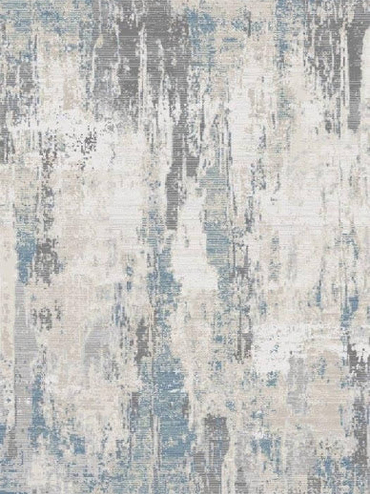 Vogue Bellagio rug in a blue, grey and beige distressed brushstroke design, top-down
