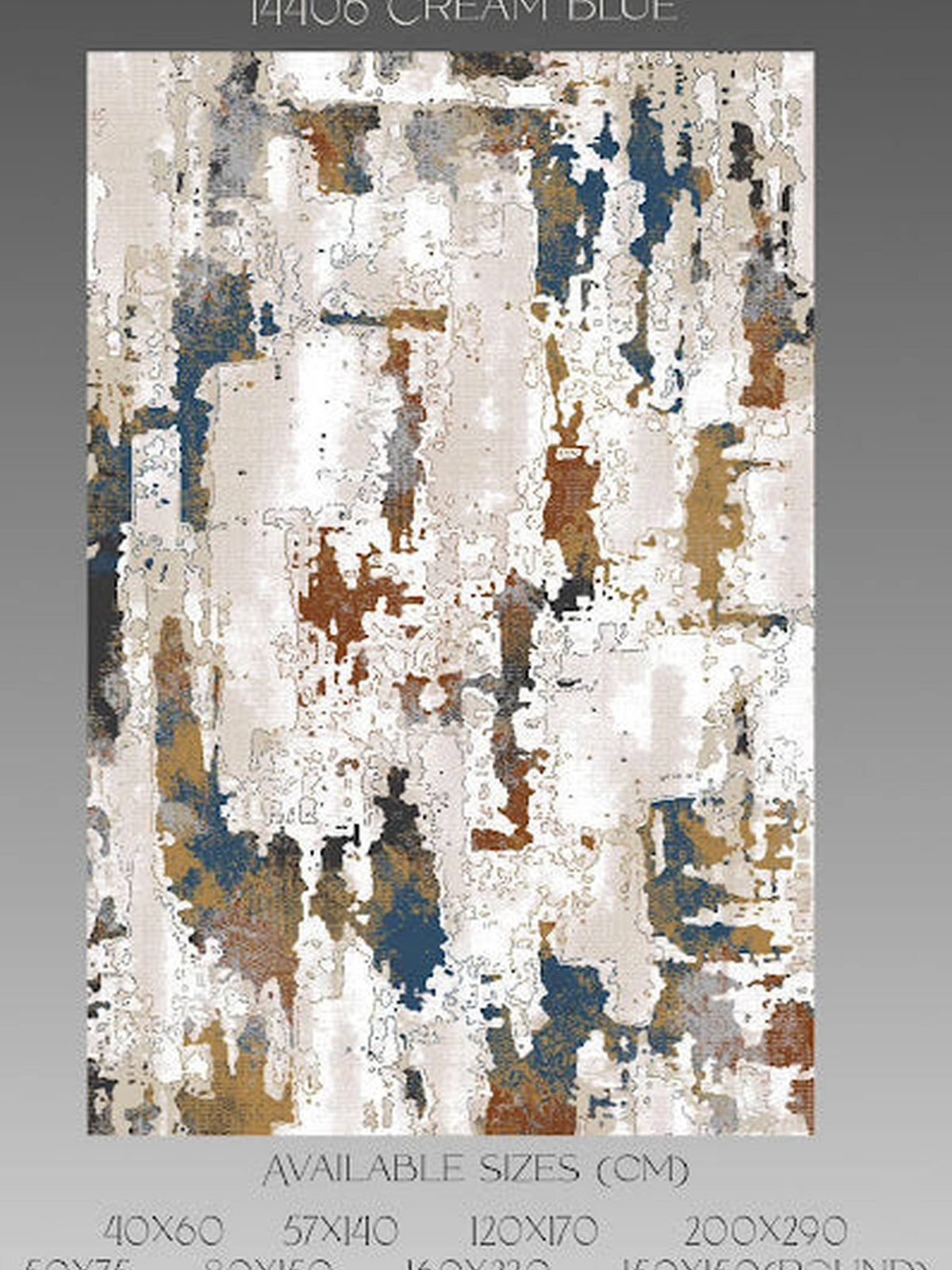 Navy, rust and cream painterly patchwork rug, Blush Bellagio Cream Blue