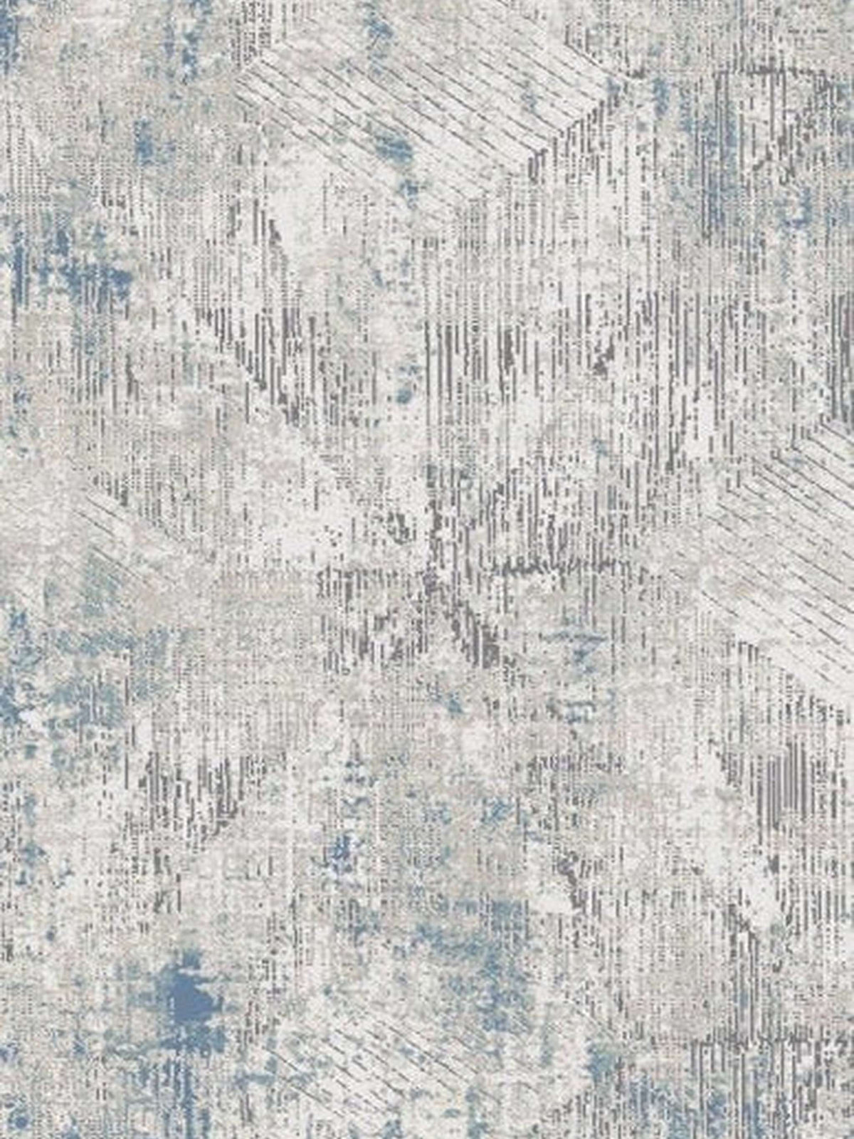 Vogue Bellagio rug in a pale grey and blue diagonal crosshatch design, top-down view