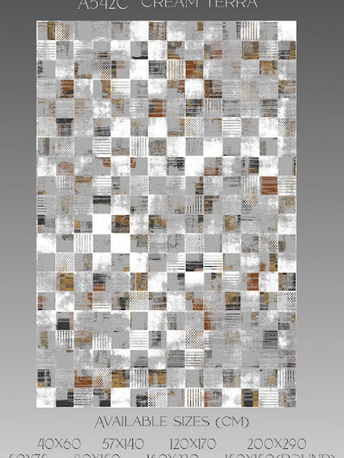 Grey and cream mosaic checkerboard rug, Blush Bellagio Cream Terra