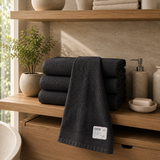 Black Cotton Plain Bath Towel