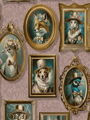 Aristocrat Animal Gallery Wallpaper Pink