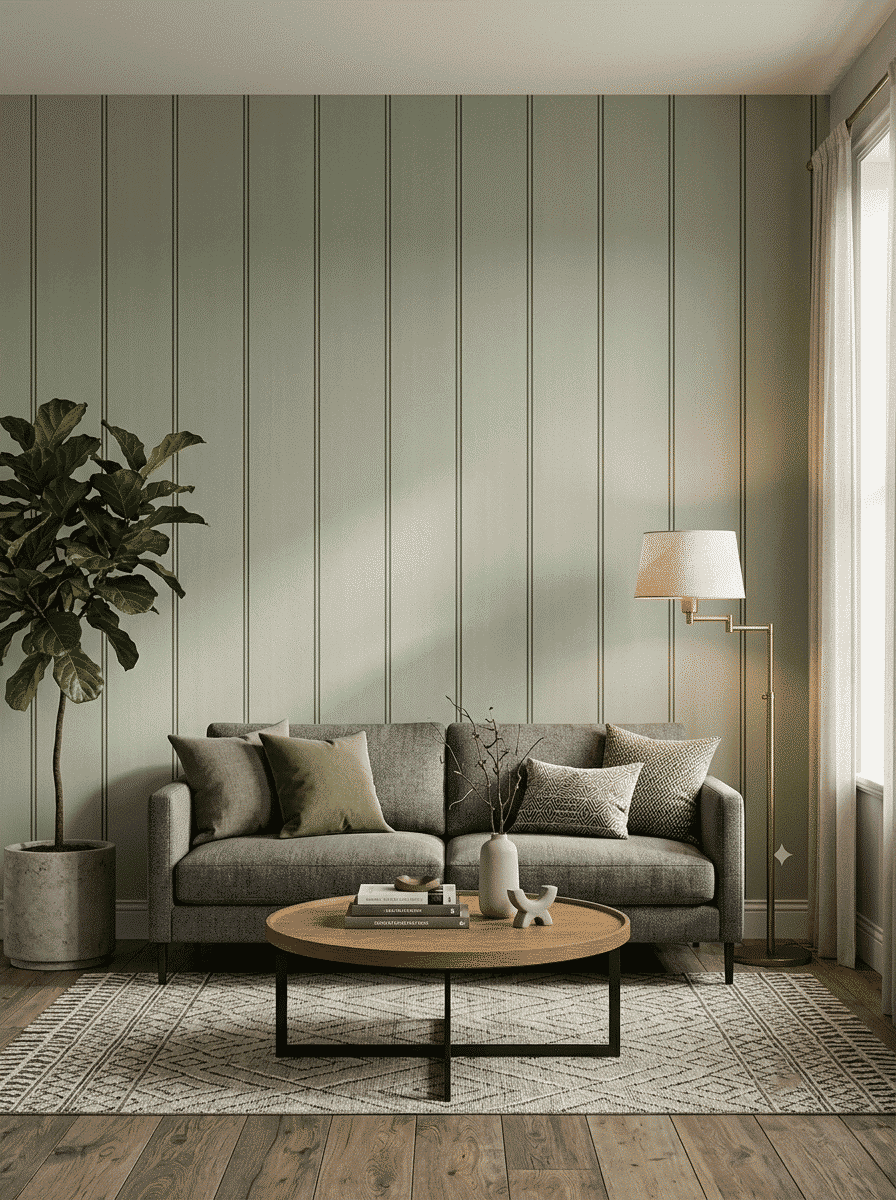Classic Wood Paneling Wallpaper Sage