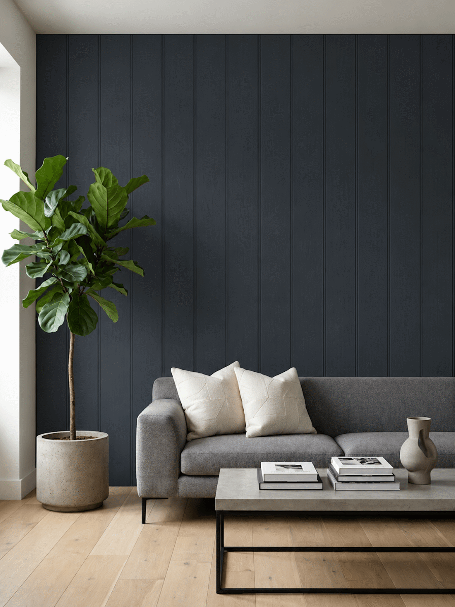 Classic Wood Paneling Wallpaper Navy