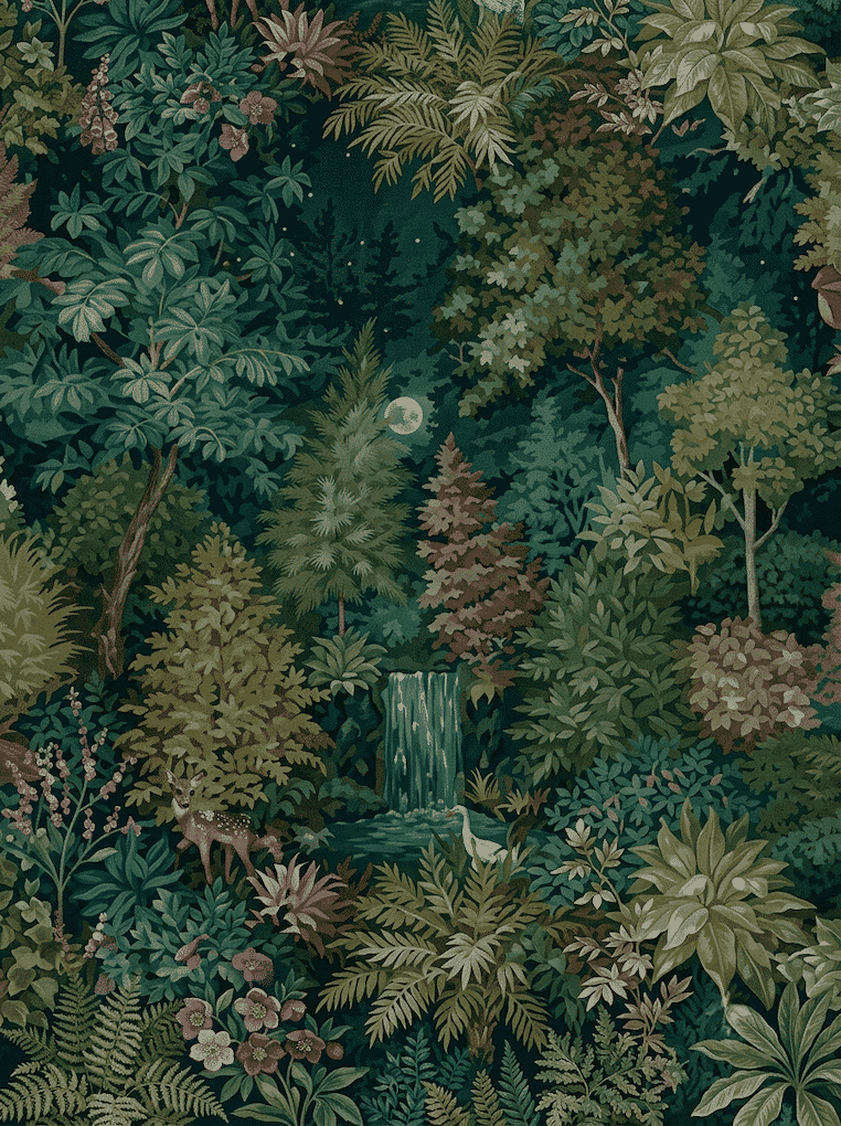 Moonlight Forest Wallpaper Green