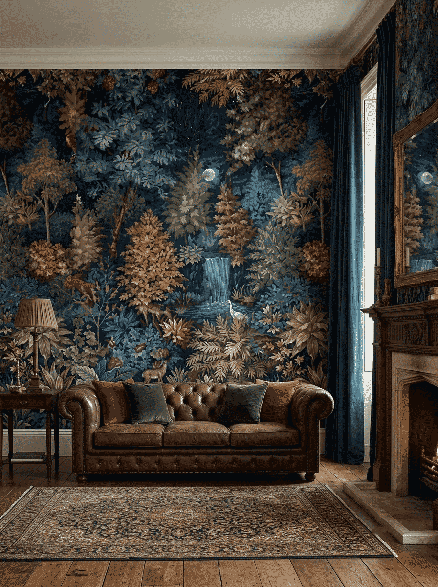 Moonlight Forest Wallpaper Navy