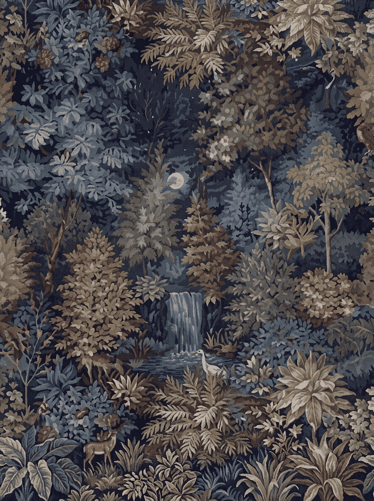 Moonlight Forest Wallpaper Navy