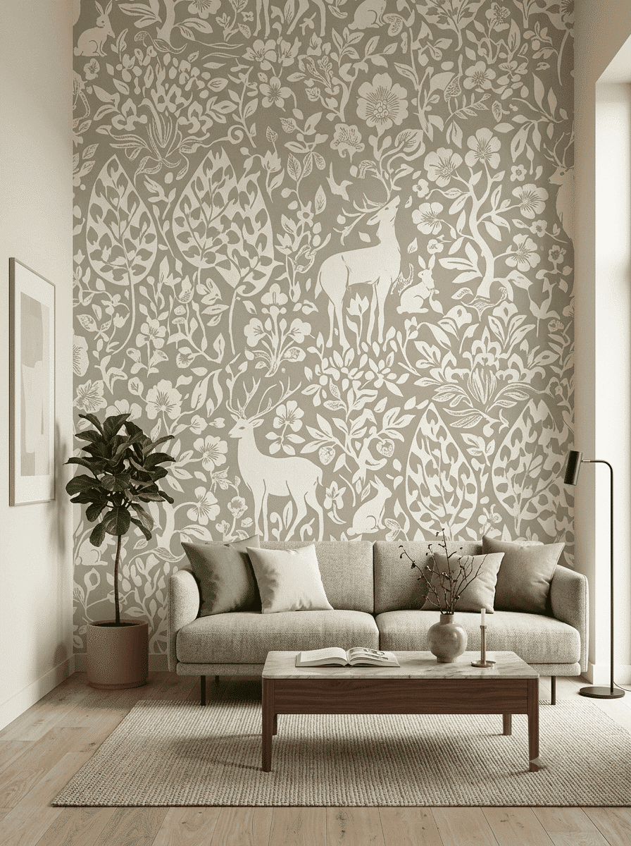 Tranquil Deer Haven Wallpaper Sage Green