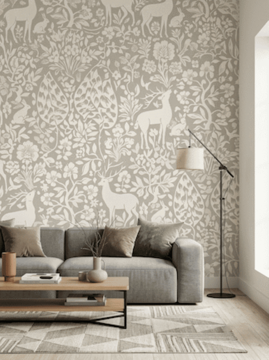 Tranquil Deer Haven Wallpaper Taupe
