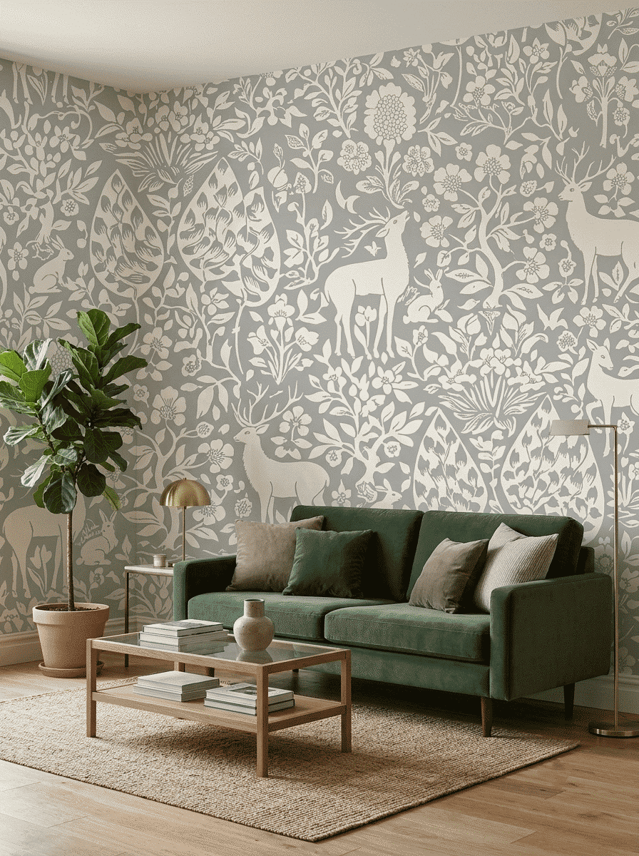 Tranquil Deer Haven Wallpaper Blue
