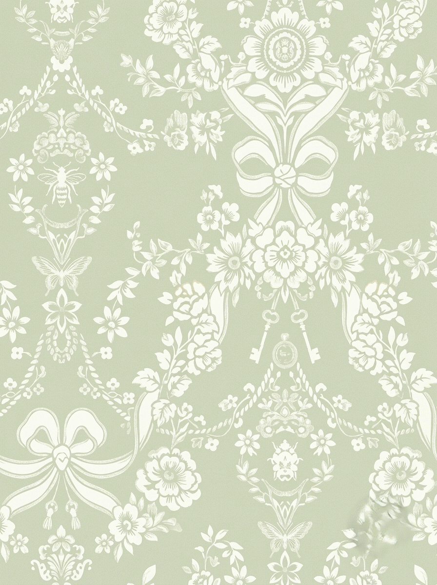 Elegant Floral Damask Wallpaper Sage