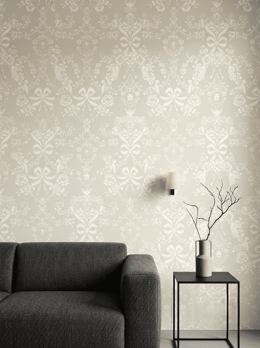 Elegant Floral Damask Wallpaper Taupe