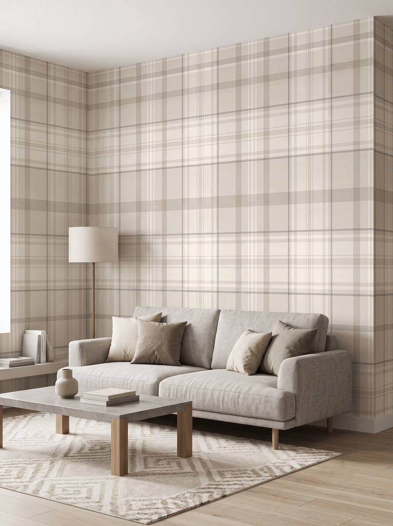 Heritage Tartan Checks Wallpaper Neutral