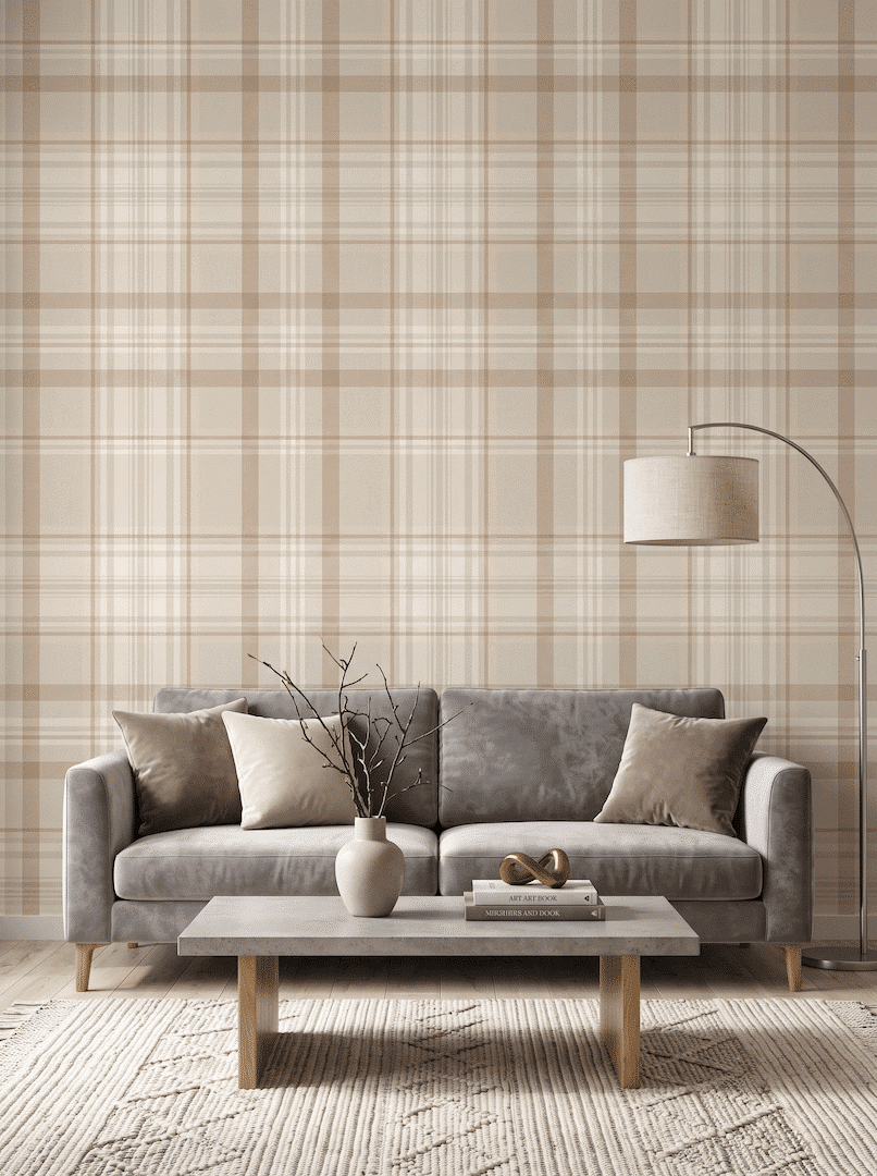 Heritage Tartan Checks Wallpaper Orange