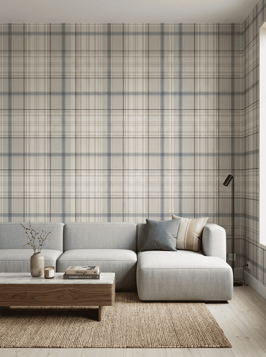 Heritage Tartan Checks Wallpaper Navy
