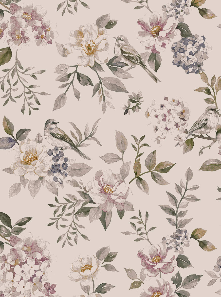 Floral Aviary Paradise Wallpaper Beige Multi