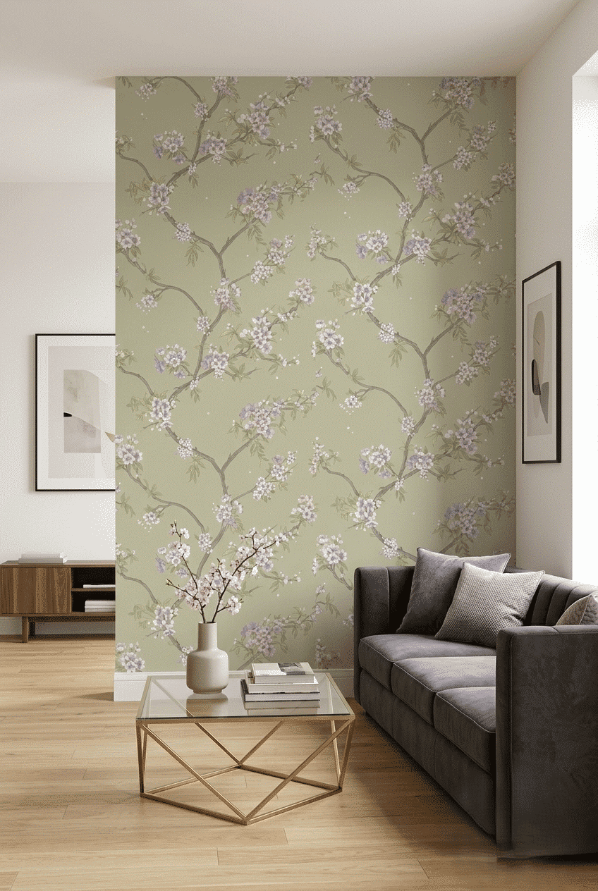 Spring Blossom Serenity Wallpaper Sage Heather