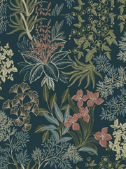 Lush Botanical Bloom Wallpaper Teal