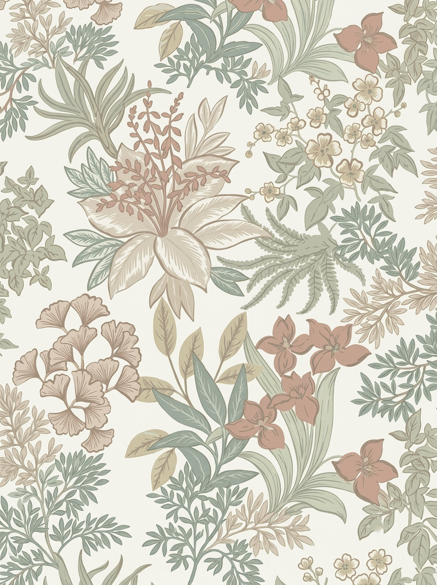 Lush Botanical Bloom Wallpaper Cream Pink