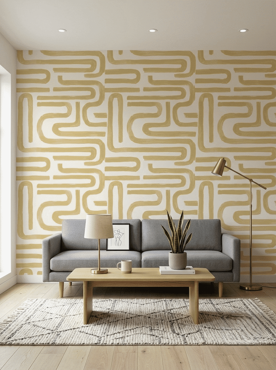 Modern Art Geometry Wallpaper Ochre