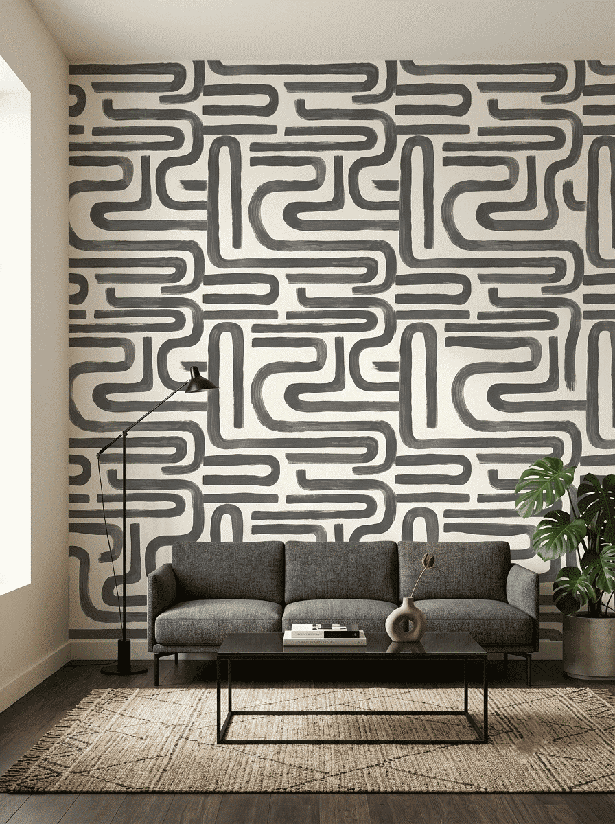 Modern Art Geometry Wallpaper Charcoal
