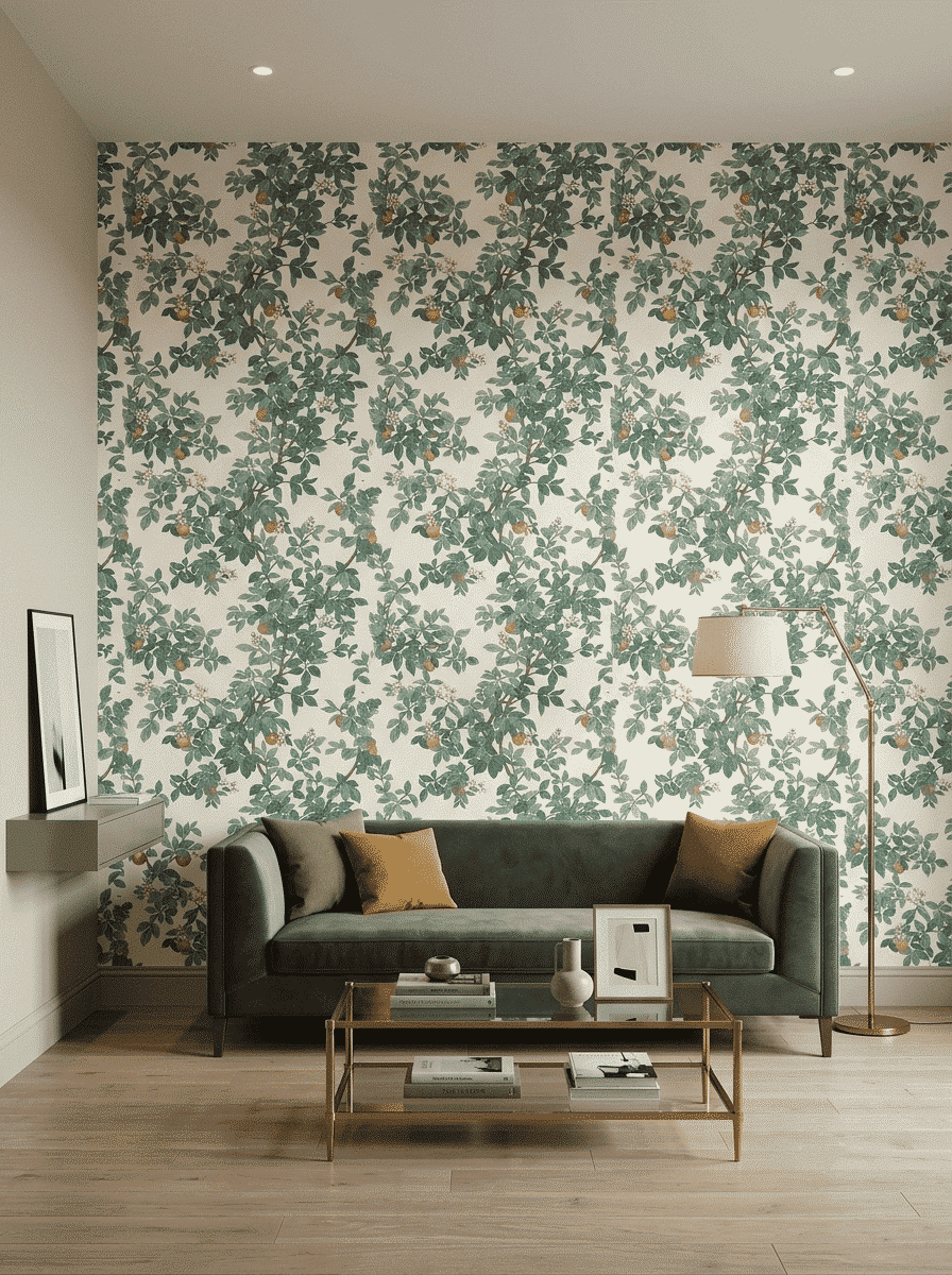 Citrus Blossom Orchard Wallpaper Cream Green