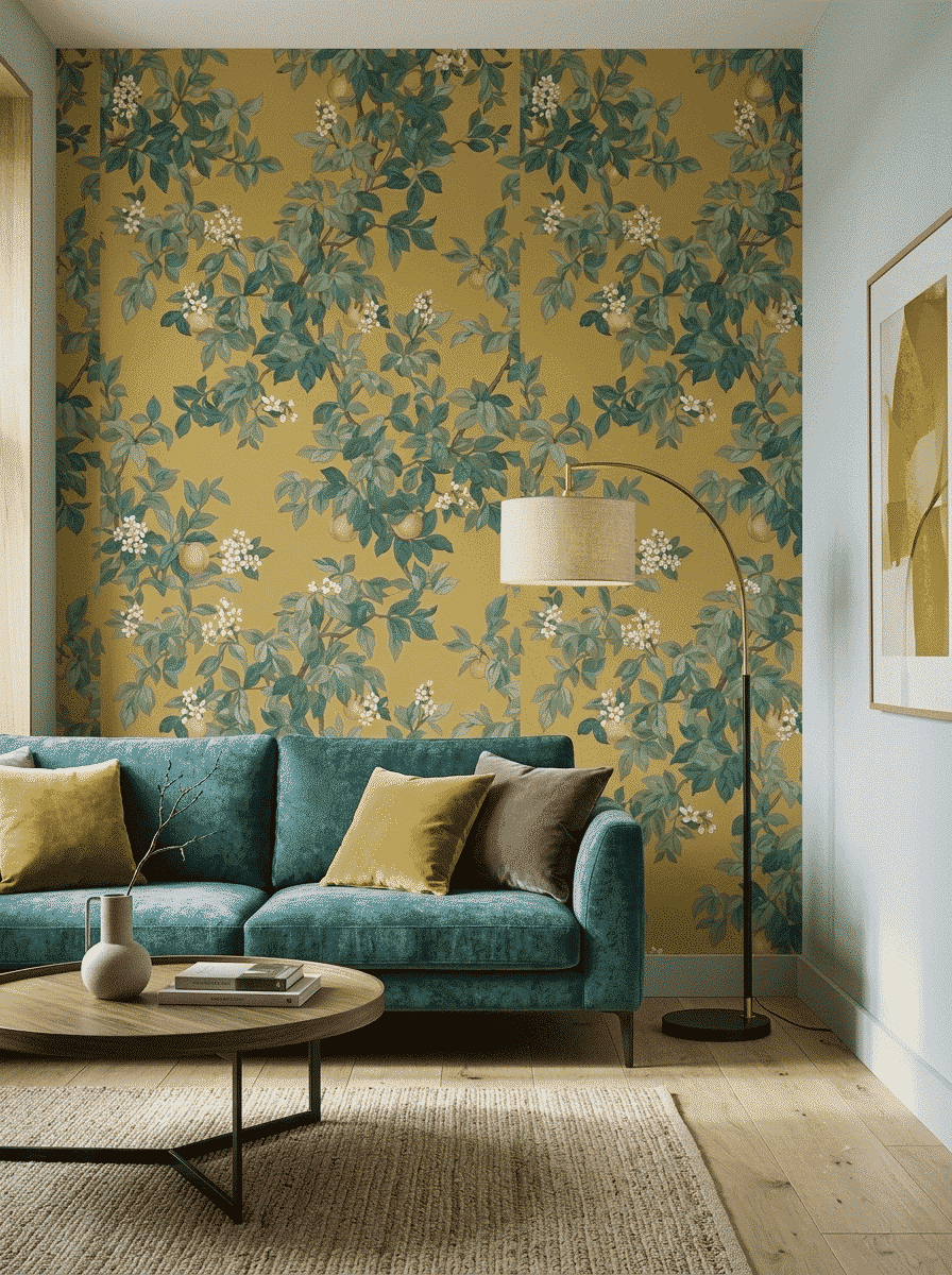 Citrus Blossom Orchard Wallpaper Ochre