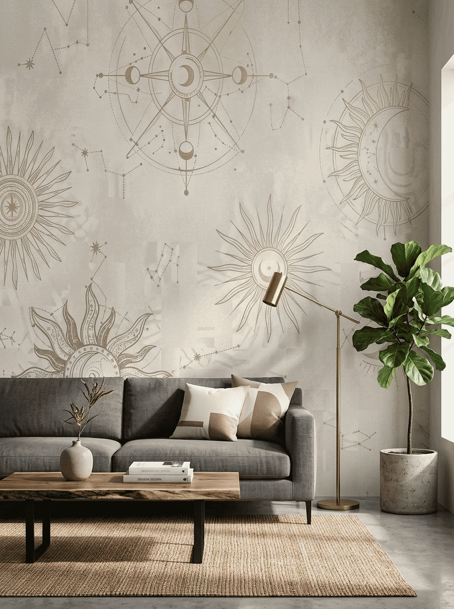 Mystic Cosmic Galaxy Wallpaper Cream Gold
