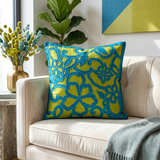 Blue Floral Patch Work Silk Cushion Cover