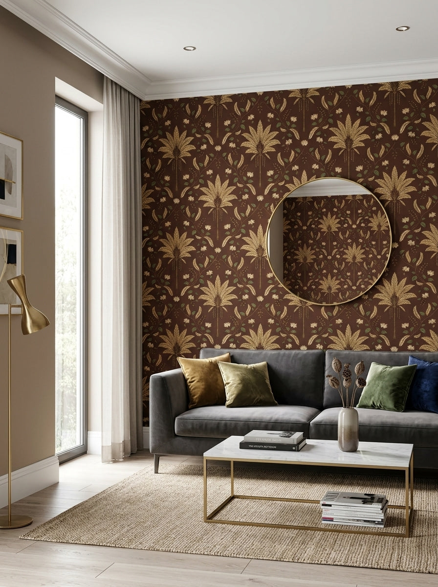 Palmora Wallpaper Maroon