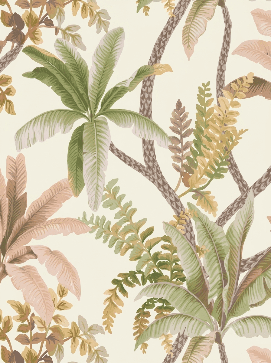 Taruva Wallpaper Sage / Coral