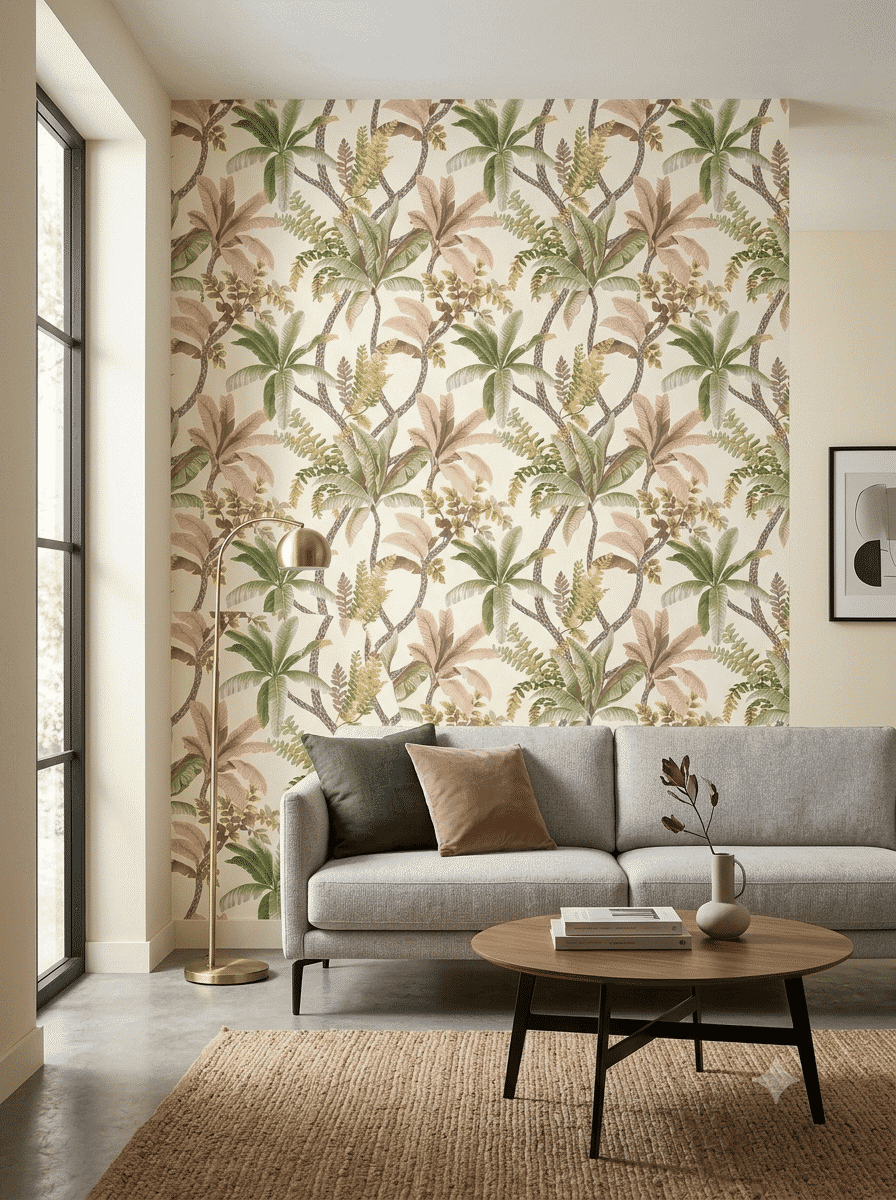 Taruva Wallpaper Sage / Coral