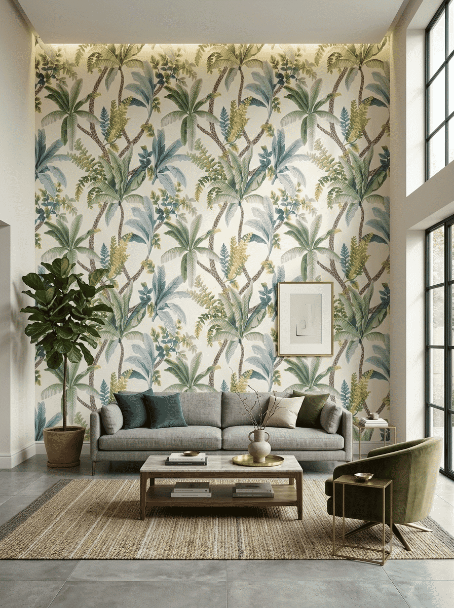 Taruva Wallpaper Green / Cream