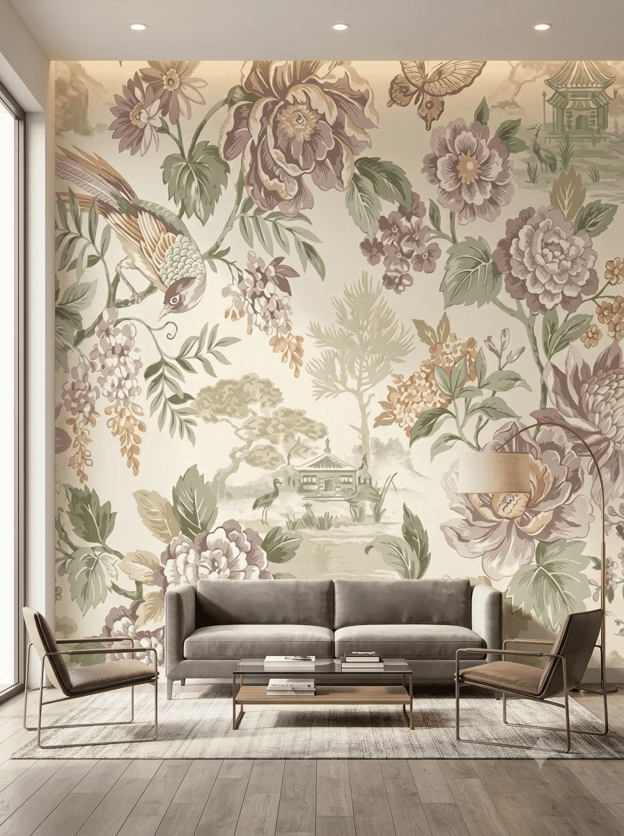 Hanami Wallpaper Green / Cream