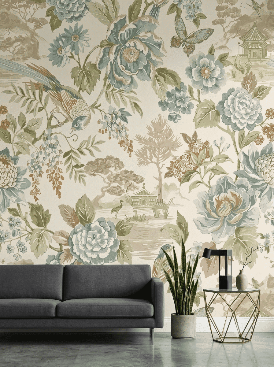 Hanami Wallpaper Teal / Orange