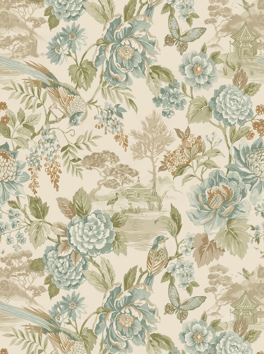 Hanami Wallpaper Teal / Orange