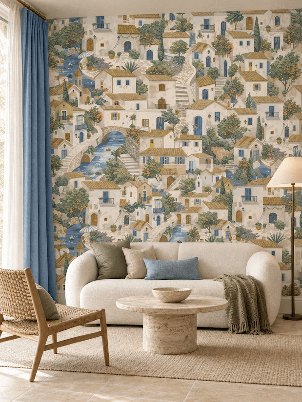 Bellamonte Wallpaper Beige / Blue