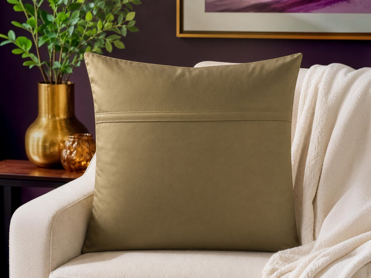 Abstract printed orange and purple polysilk cushion cover