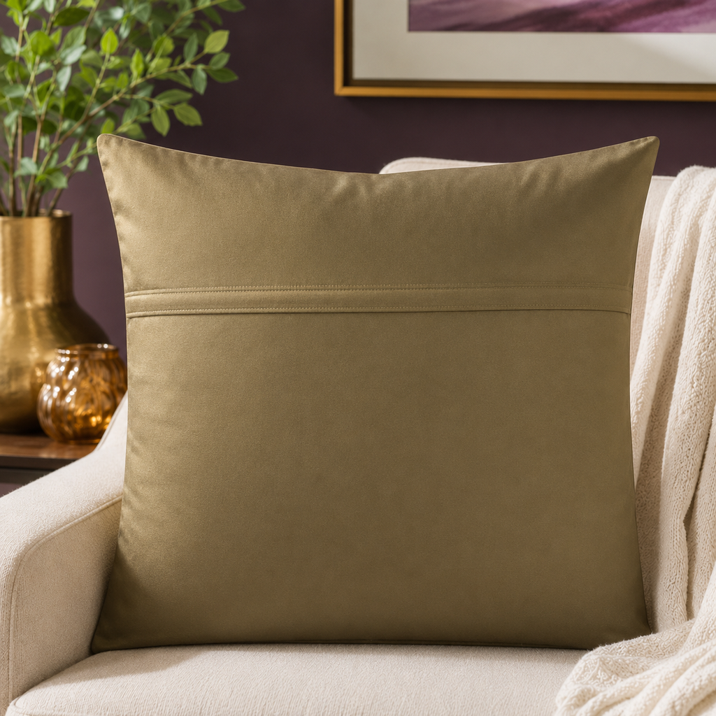 Abstract printed orange and purple polysilk cushion cover