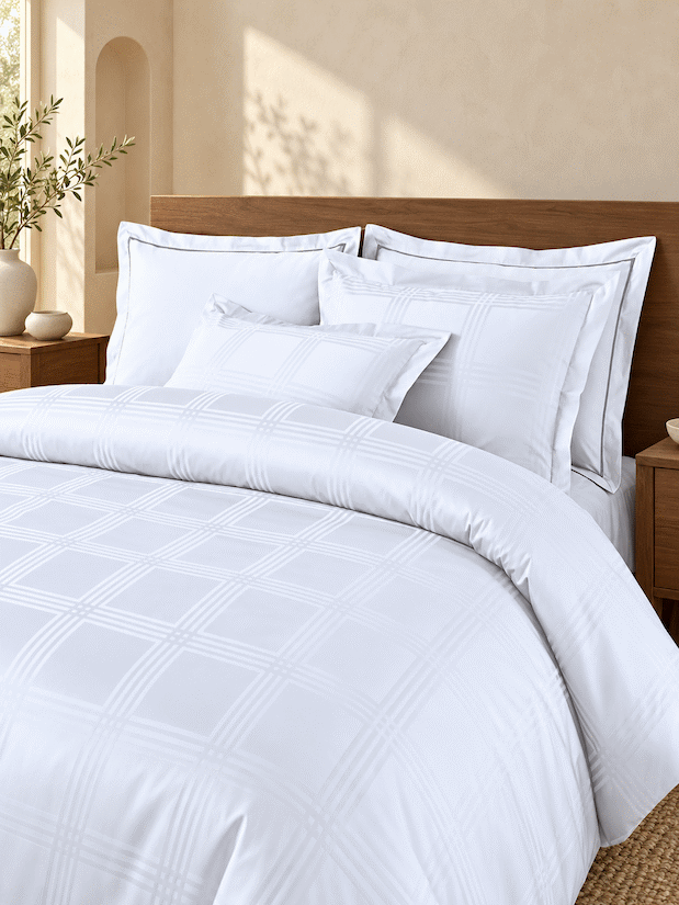 Amalfi Silver Grey Jacquard Duvet Cover 550 TC Cotton King Size