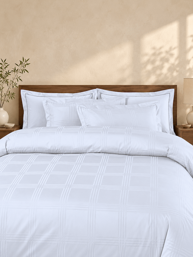 Amalfi Silver Grey Jacquard Duvet Cover 550 TC Cotton King Size