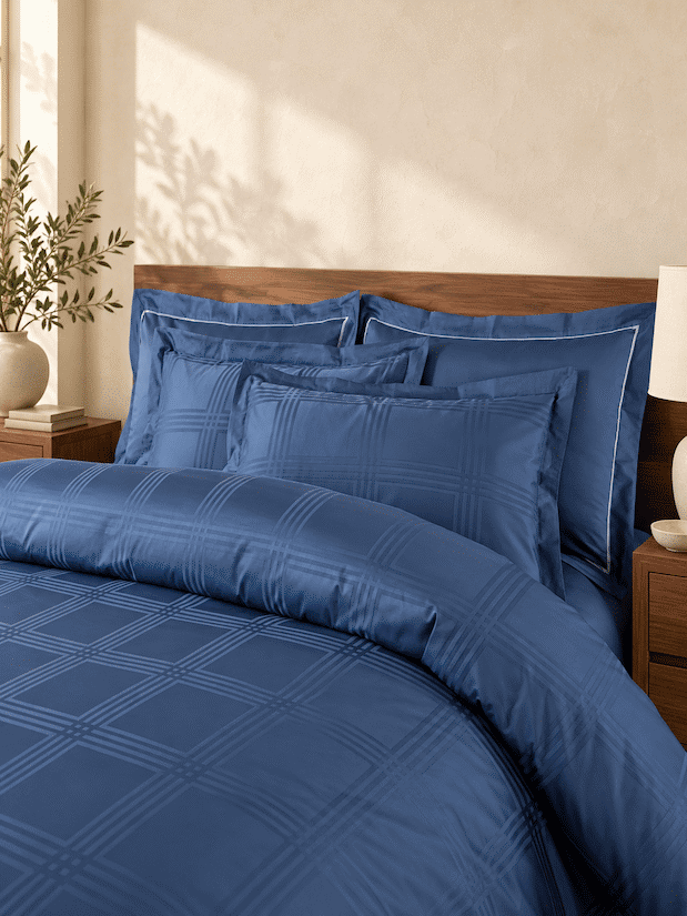 Amalfi Silver Grey Jacquard Duvet Cover 550 TC Cotton King Size
