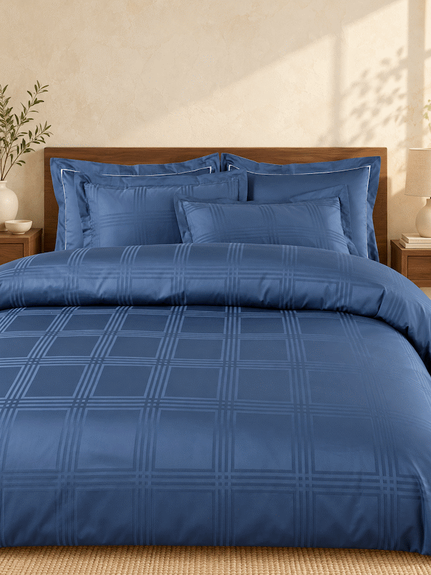 Amalfi Silver Grey Jacquard Duvet Cover 550 TC Cotton King Size
