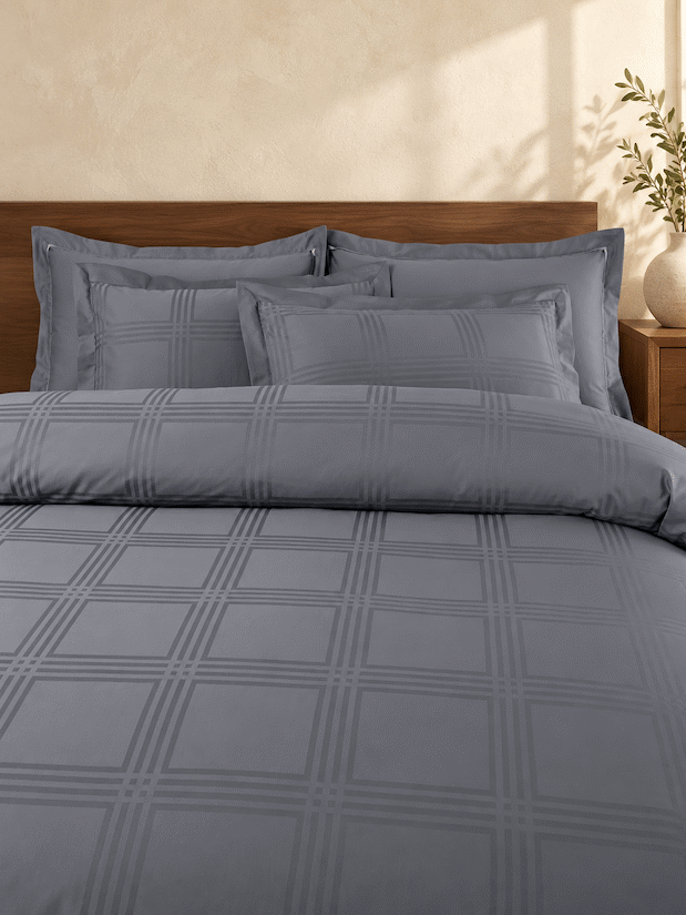 Amalfi Silver Grey Jacquard Duvet Cover 550 TC Cotton King Size