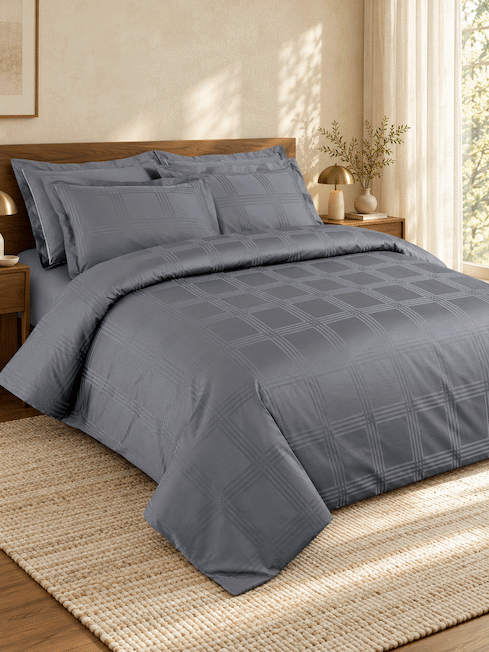 Amalfi Silver Grey Jacquard Duvet Cover 550 TC Cotton King Size