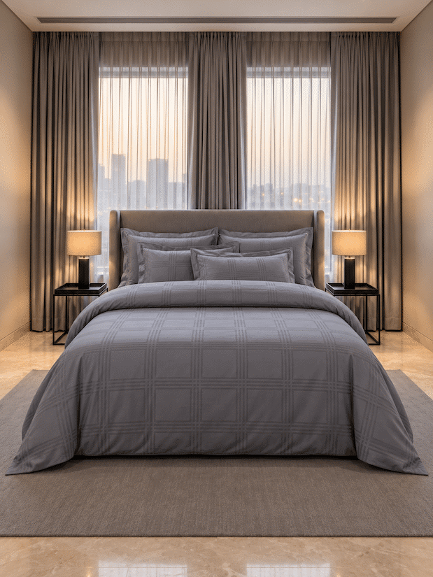 Amalfi Silver Grey Jacquard Duvet Cover 550 TC Cotton King Size