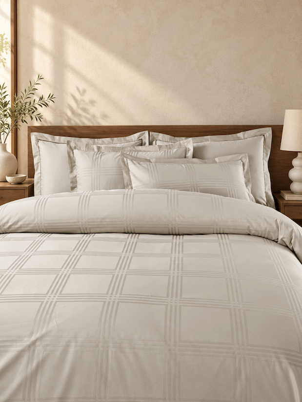 Amalfi Silver Grey Jacquard Duvet Cover 550 TC Cotton King Size
