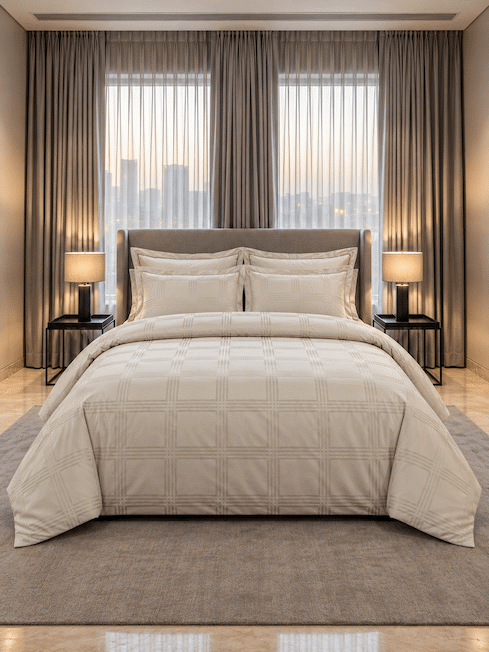 Amalfi Silver Grey Jacquard Duvet Cover 550 TC Cotton King Size